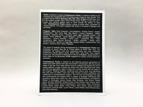 NADA Contemporary Poetry Zine by Sam Gordon